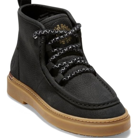 Cole Haan Women Cole Haan Summit Chukka Leather Booties Lace Up Boots Black Size 9.5 NEW